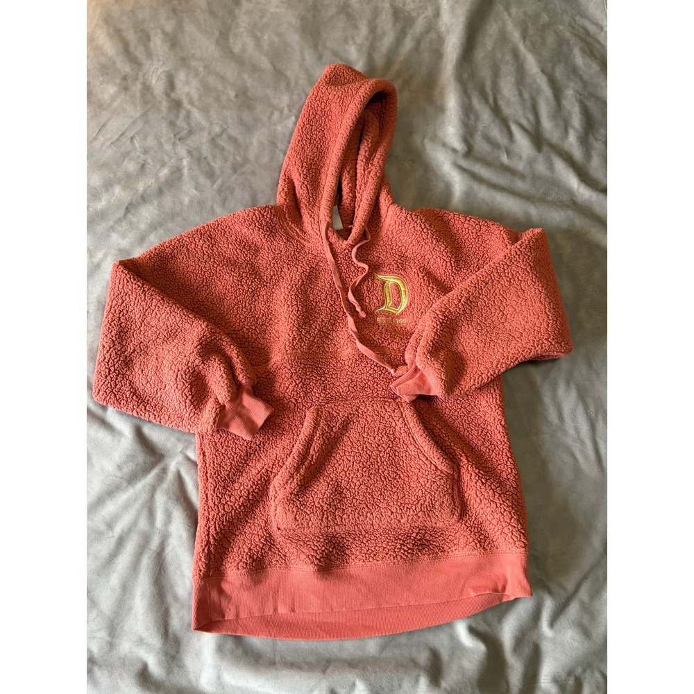 Disney Spirit Jersey Disneyland Resort Sherpa Hoodie Coral Pink Gold Logo Small